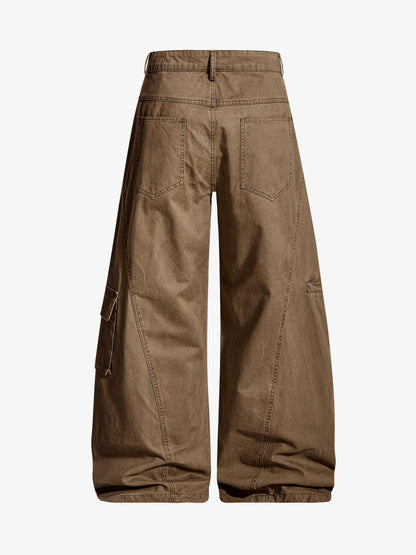 Washed Cargo Webbing Barrel Pants 