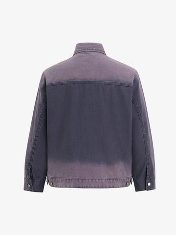 Washed Gradient Embroidered Zip Jacket 