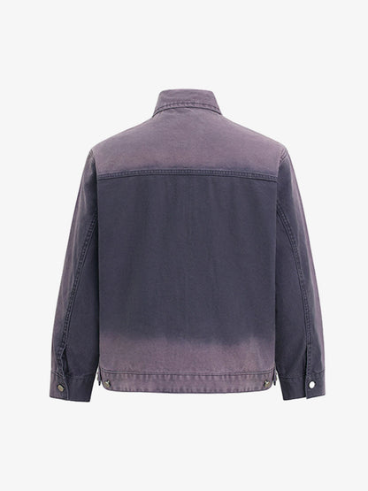 Washed Gradient Embroidered Zip Jacket 