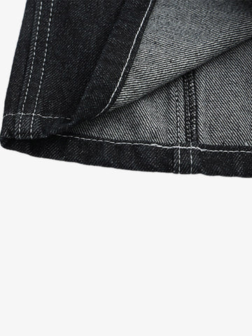 Multi-Pocket Raw Edge Jorts – 3/4 Length Wide-Leg Utility Denim Shorts
