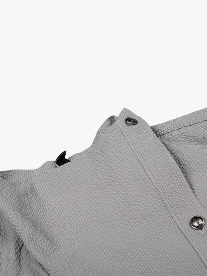 Textured Grid Weave Button-Up Shirt – Lightweight Wrinkle-Resistant Casual Fit