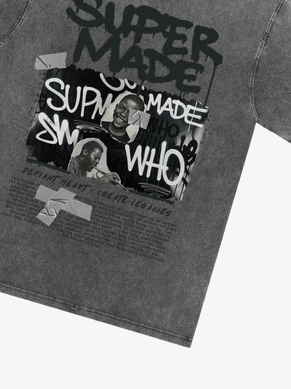 Streetwear Graffiti Character Collage Graphic T-Shirt 