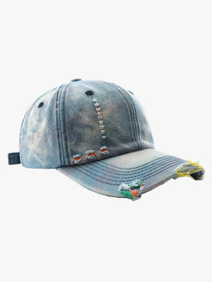Vintage Washed Distressed Denim Baseball Cap 