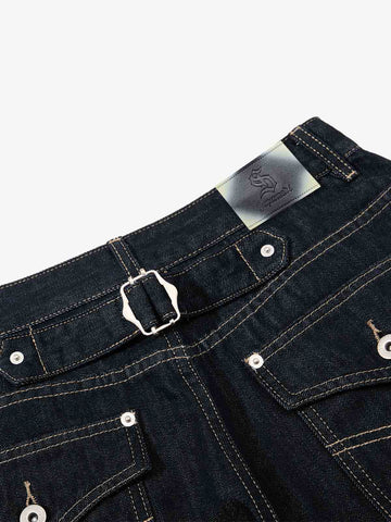 Cinch Back Contrast Stitch Jeans 