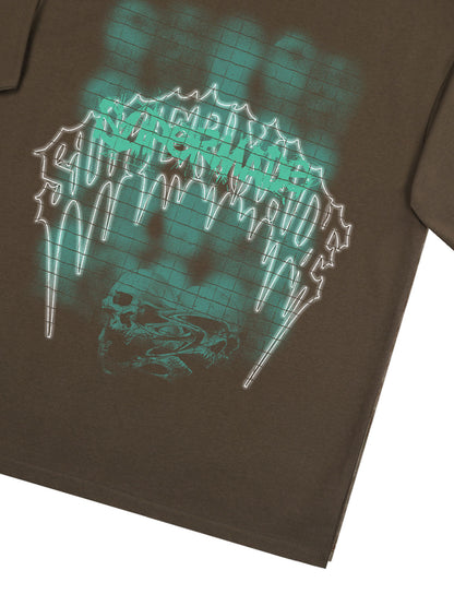 Dark Grid Skull Graphic T-Shirt 