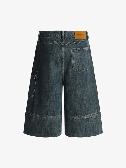 Deconstructed Multi-Pocket Cargo Denim Jorts 