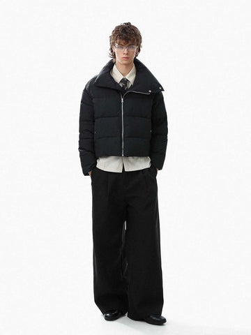 Vintage Asymmetric Zip High-Neck Puffer Jacket 