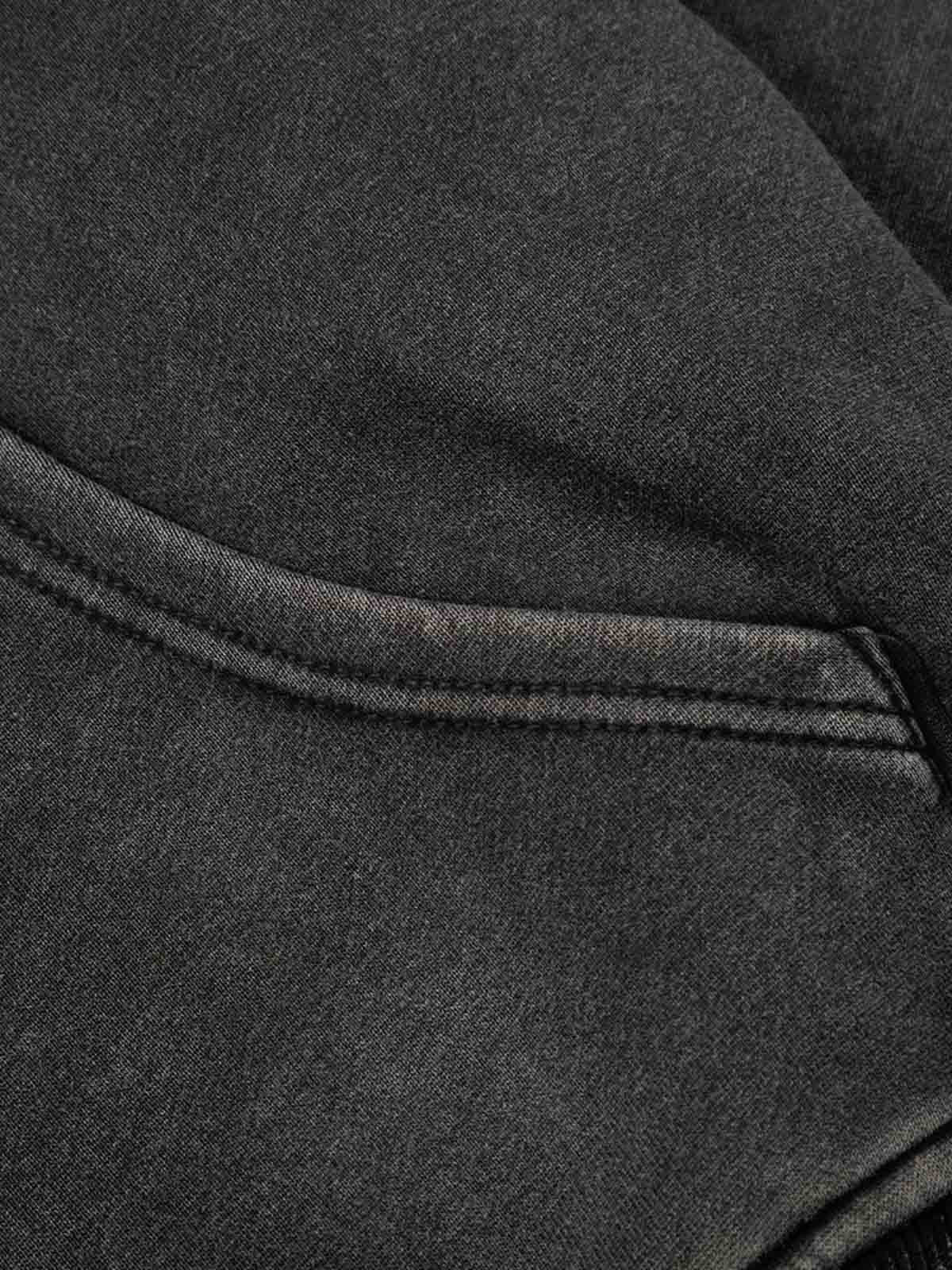 Vintage Washed Symmetrical Star Rhinestone Zip-Up Hoodie 