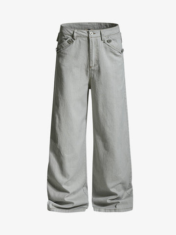 Cross Buckle Strap Wide Leg Pants 
