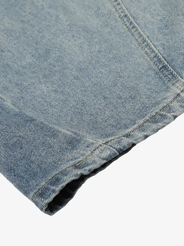 Retro Washed Side Striped Barrel Denim Jeans 