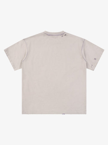 "OK" Patch Color-Block Ripped Reversible T-Shirt 