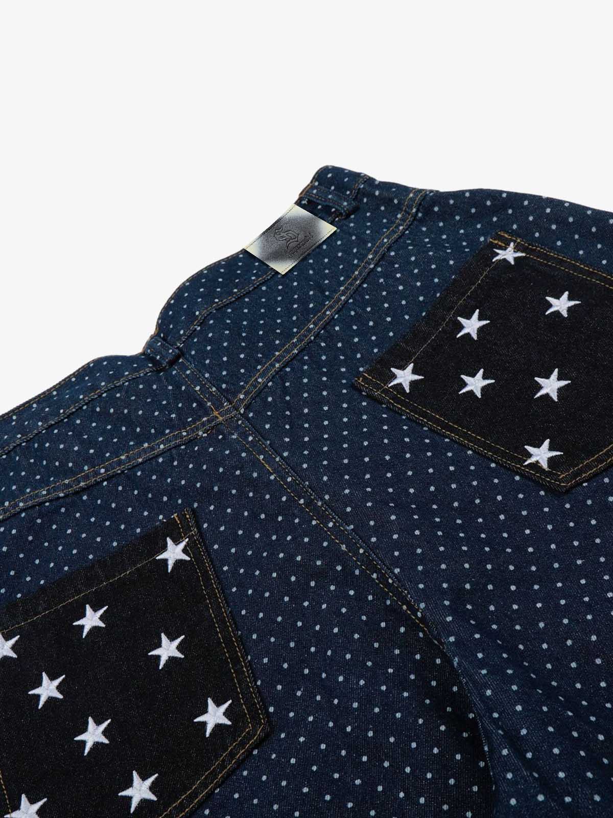 Star Embroidered Polka Dot Jeans