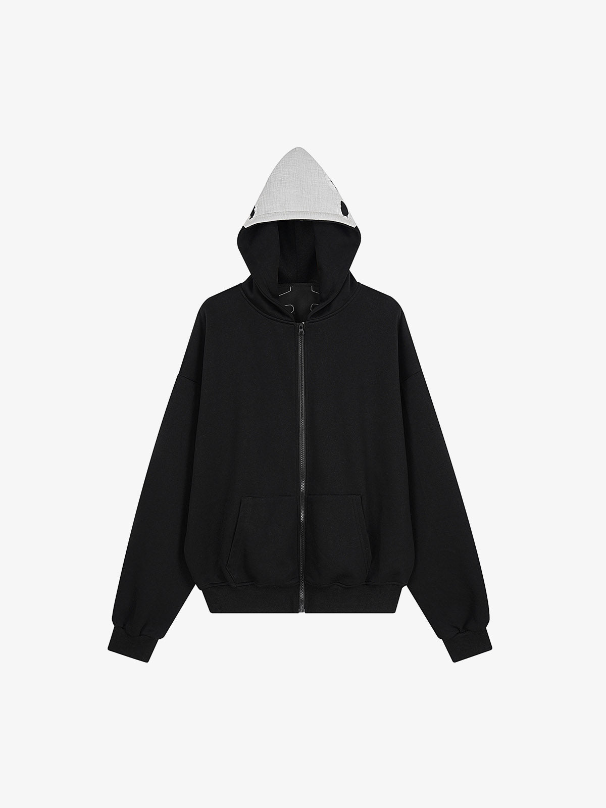Spine Graphic Distressed Hood Zip Hoodie 