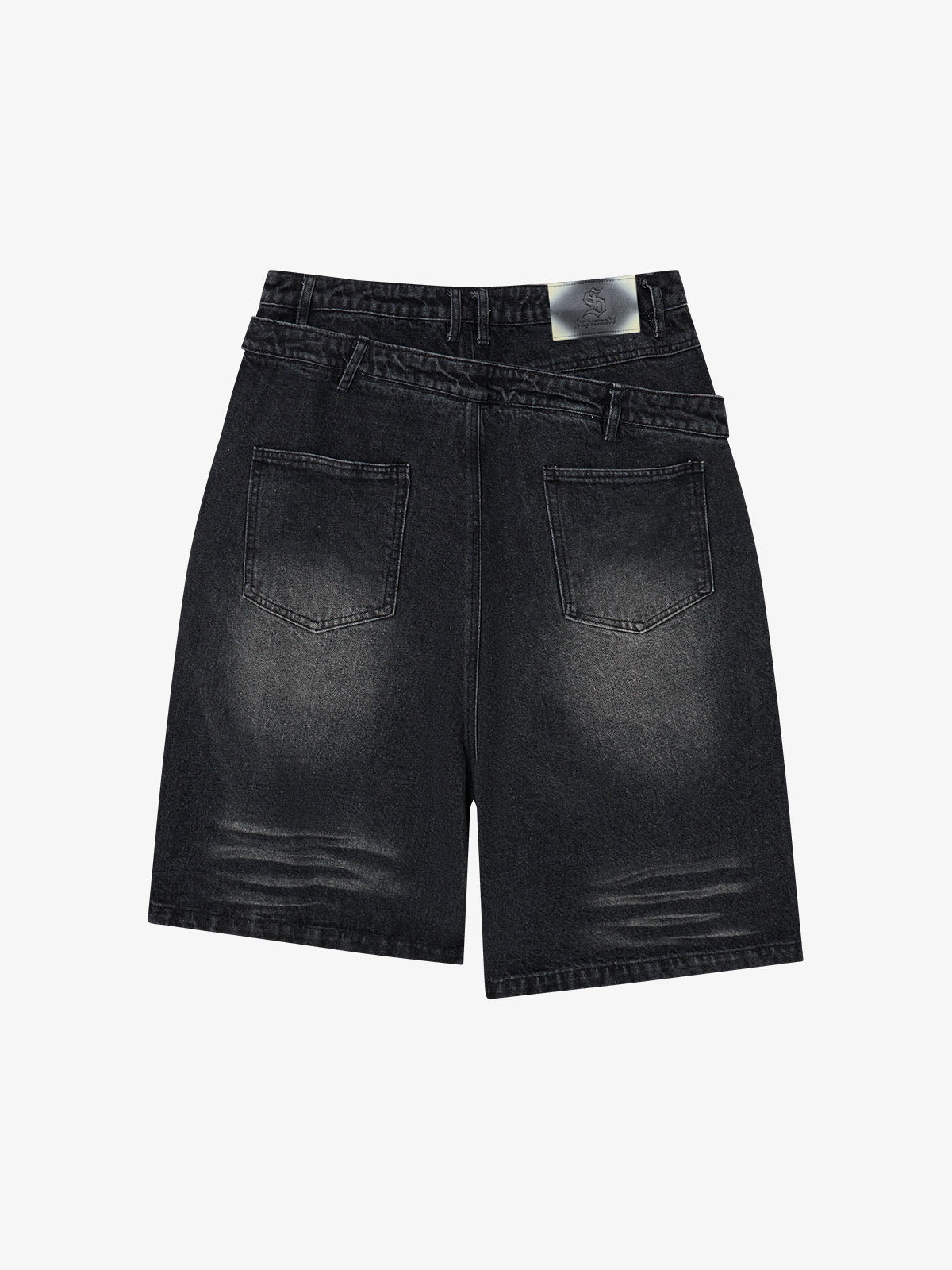 Jeansshorts mit doppeltem Bund und Rissen