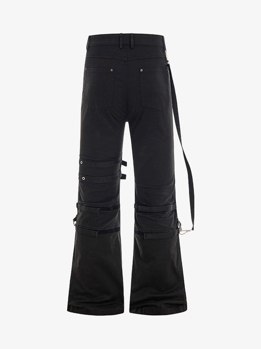 Technical Style Flared Cargo Casual Pants 
