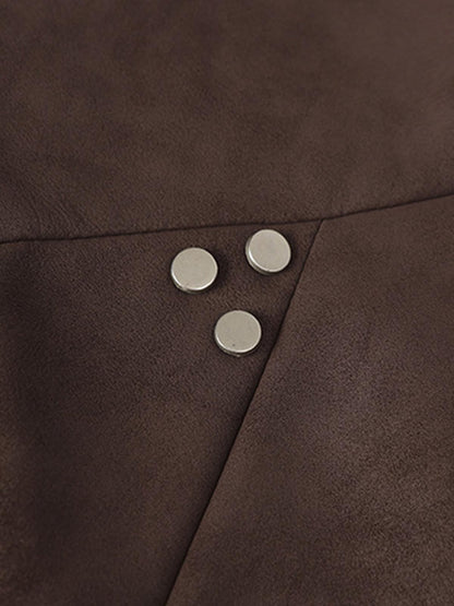 Suede Studded Zip Up Jacket 