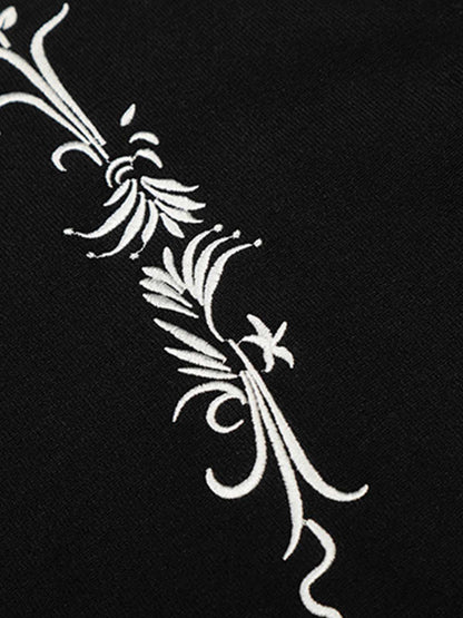 Graphic Floral Knit Henley T-Shirt 