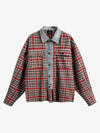 Vintage Plaid Patchwork Denim Panel Shirt 