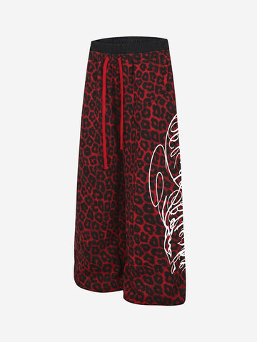 Contrast Leopard Patchwork Casual Pants