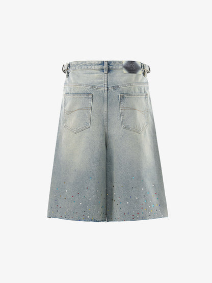 Jeansshorts mit Strassverzierungen