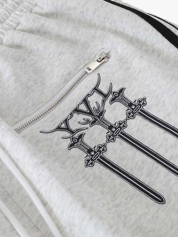 Crest & Sword Graphic Side Stripe Sweatpants 