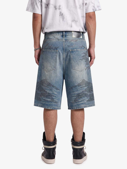 Mountain Motif Bermuda Shorts