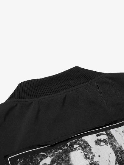 Vintage Graphic Star Embroidered Bomber Jacket 