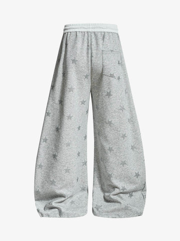 Color-Block Waistband Star Print Pants 