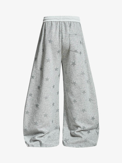 Color-Block Waistband Star Print Pants 