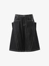 Contrast Stitching Deconstructed Denim Jorts 