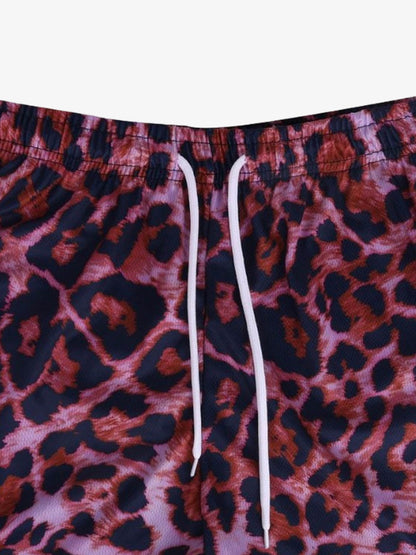 Leopard Print Mesh Shorts 