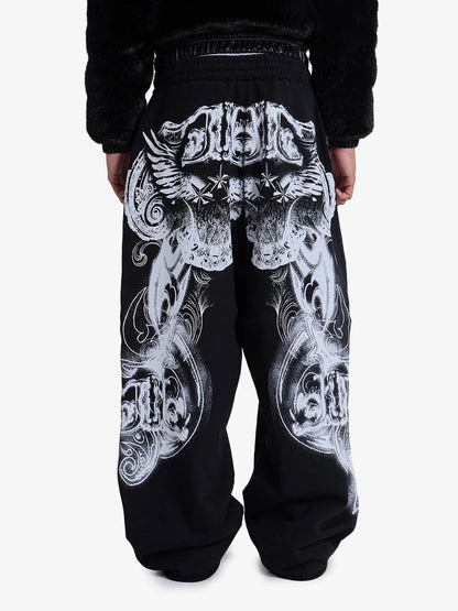 Baggy-Jogginghose mit dunklem Gothic-Muster