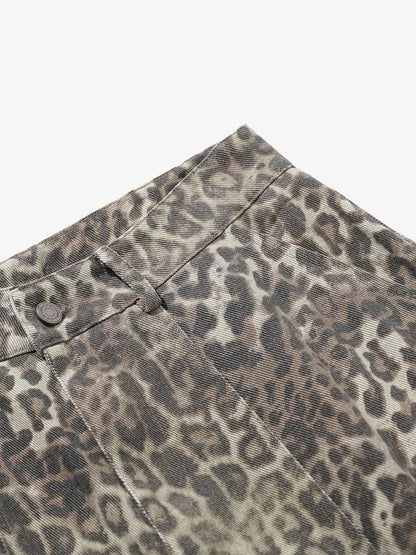Vintage Leopard Print Cargo Barrel Pants 