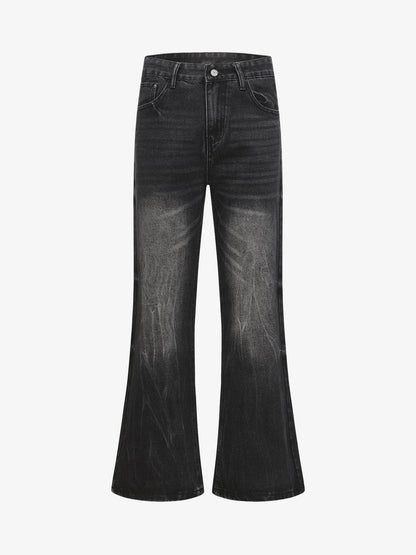 Retro Washed Faded Flared Jeans 