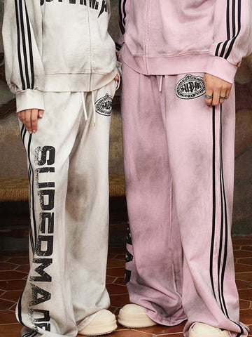 Supermade Vintage Distressed NO.3 Stand Collar Tracksuit 