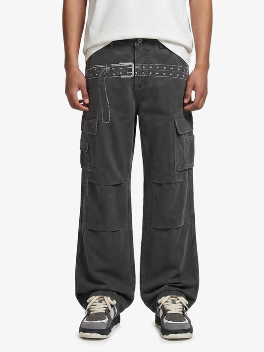 Vintage Cargohose mit Gürtelprint