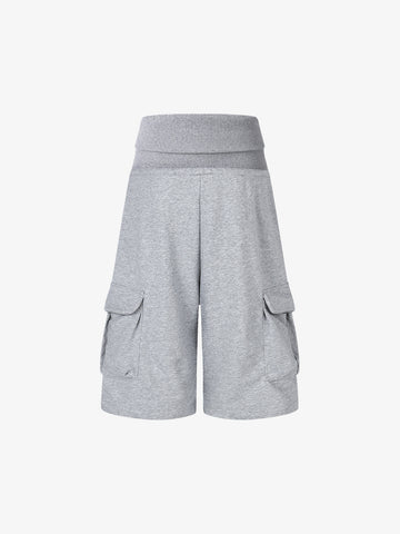 Fleece Cargo Shorts – High-Waisted Wide-Leg Loose Fit Streetwear Shorts