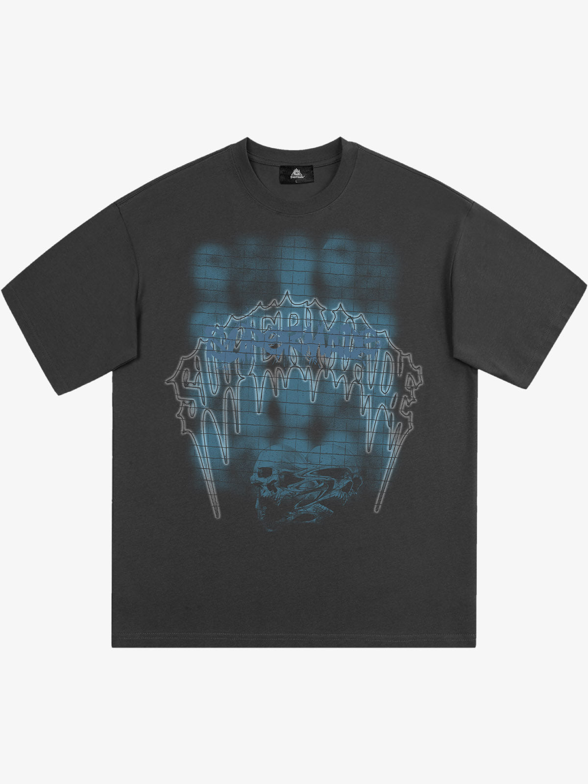Dark Grid Skull Graphic T-Shirt 