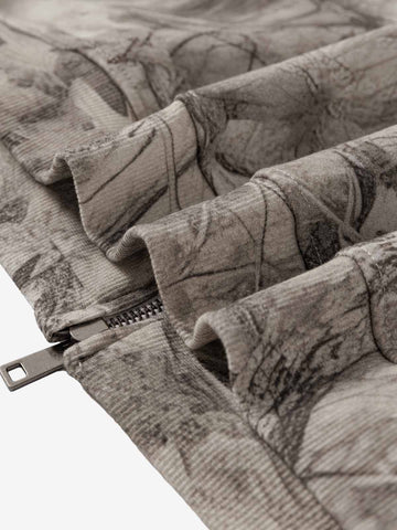Camouflage Fleece-Lined Hoodie – Oversized Pullover Streetwear Sweatshirt