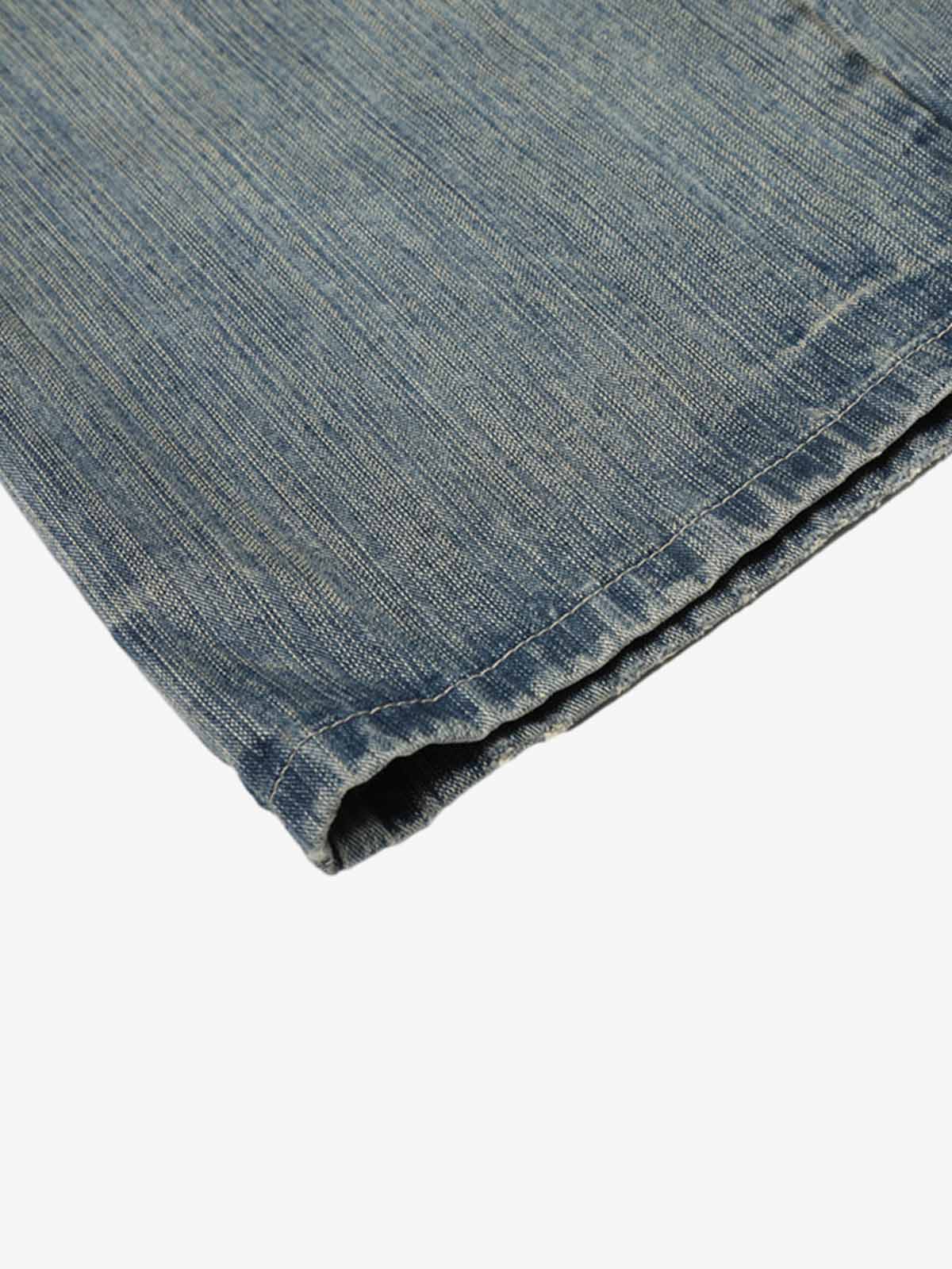 High Waist Distressed Barrel Denim Jeans 