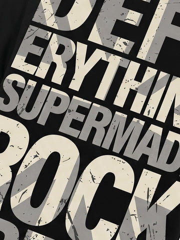 Oversize-T-Shirt mit Used-Look-Typografie im Rock-Stil