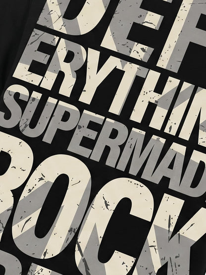 Oversize-T-Shirt mit Used-Look-Typografie im Rock-Stil