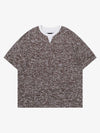 Vintage Grunge Melange Strick Kurzarm-T-Shirt