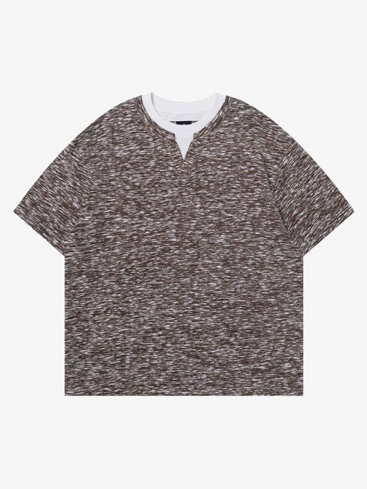 Vintage Grunge Melange Strick Kurzarm-T-Shirt