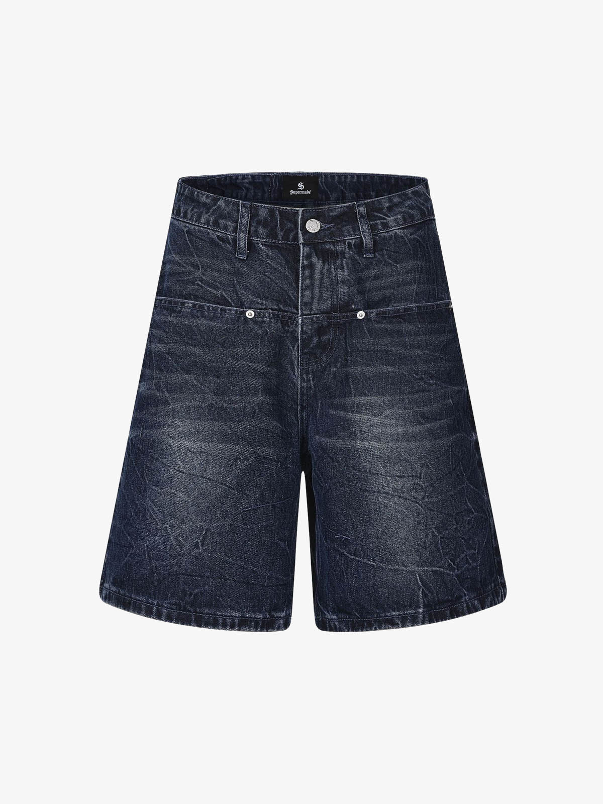 Weit geschnittene, gewaschene Jeansshorts