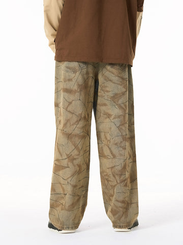Vintage Washed Distressed Copper-Dyed Jeans 