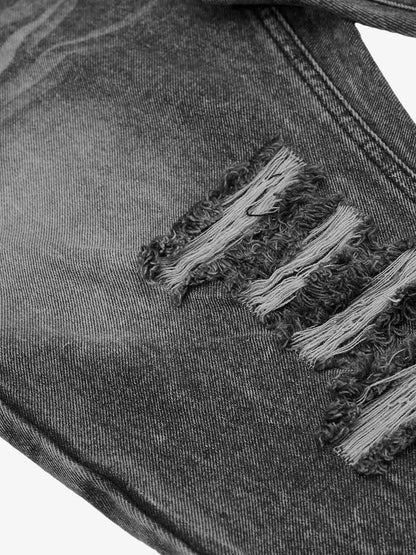 Stacked Flared Ripped Washed Pants 
