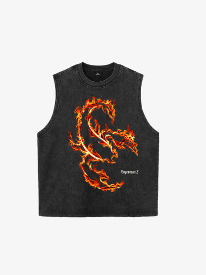 Flame Scorpion Washed Sleeveless T-Shirt 