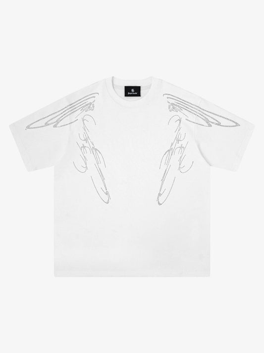 Y2K Cyber-Ästhetik Strass-Grafik-T-Shirt