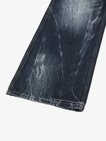 Vintage Distressed Wash Wide Leg Jeans 